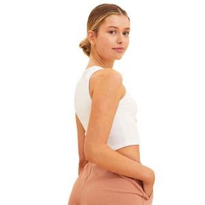 เสื้อกล้ามครอปถักสีขาวสำหรับผู้หญิง คอกลม สีพื้น สวมใส่สบายๆ - Product Image 3