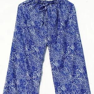Nouveau coton imprimé Palazzo pantalon pour femmes doux taille élastique été printemps respirant séchage rapide pyjama vêtements de nuit - Product Image 1