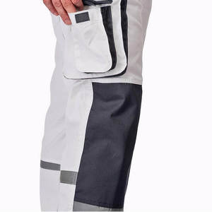 OJ Men's White <b>Work</b> <b>Pants</b> With <b>Black</b> Knee Pads Abrasion Resistant Cotton Material Uniform <b>Pants</b> - Product Image 3