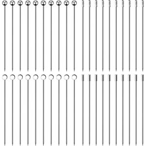 40 Pezzi Spiedini Riutilizzabili in Acciaio Inox per Martini, Agitatori per Cocktail, Spiedini per Olive, Bloody Mary, Brandi - Product Image 1