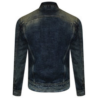 Veste en jean déchirée pour homme, coupe ajustée, boutonnée, décontractée, bleu délavé, manches longues, col rabattu, en coton tissé