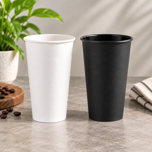 Gobelets à café jetables en papier kraft biodégradable écologique, imprimés sur mesure, blancs, 7oz/9oz, simple paroi, revêtement PET - Product Image 2