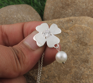 Natural Freshwater Pearl Pendant <b>Silver</b> Plated for Women High Luster Teardrop Pearl <b>Charm</b> Anti-Tarnish Hypoallergenic Fashio - Product Image 5