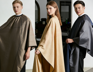 Cape de coiffure grise avec bordure noire en polyester, non adhésive, pour salon de coiffure et barbier - Product Image 6