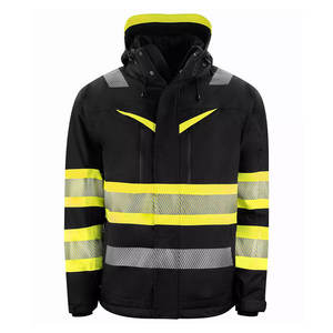 High Visibility Waterproof Unisex <b>Safety</b> Jacket Hood Reflective <b>Tapes</b> CE Certified Needle Detection Polyester Workwear - Product Image 3