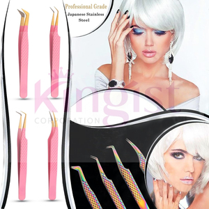 5 Pcs High <b>Precision</b> Stainless Steel Eyelash Tweezers Set Straight Curved Pointed Tip Lash Extension Tweezers Boxed - Product Image 6