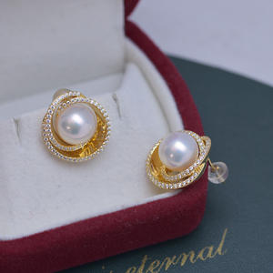 Zhuji Danshui S925 Silver Multi-Purpose <b>Earrings</b> 9-10mm <b>White</b> Round Strong Light Fine Flaws Wholesale <b>Pearl</b> <b>Earrings</b> - Product Image 3
