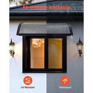 Tettoia per Porta d'Ingresso Esterna 30 X 39 Pollici con Staffa in ABS e Drenaggio, Protezione da Pioggia, Neve e Sole - Product Image 3
