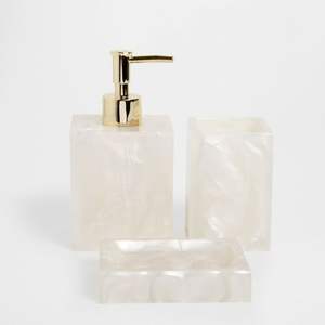 Juego de Baño Multifuncional de Resina Epoxi de 3 Piezas para el Hogar: Dispensador de Jabón, Portacepillos de Dientes y Bandeja para Artículos de Vanidad a un Precio Accesible - Product Image 1