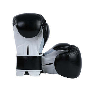 Gants de boxe en cuir noir avec fermeture velcro pour les poignets, pour l'entraînement des adultes - Product Image 3