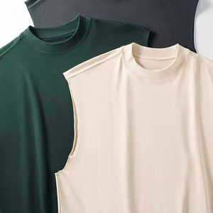 New 100%Cotton Factory High Quality Men's Plain Gym Sport Breathable <b>Vest</b> Crew Neck Tank Top Solid Color Casual Knitted Fit - Product Image 6