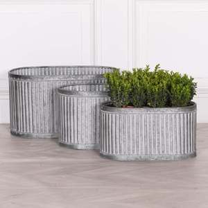 Galvanized Metal Planter Bucket With Rope Handles Rustic Style For Garden Flower Pots Indoor Outdoor Use Durable Plant <b>Container</b> - Product Image 5