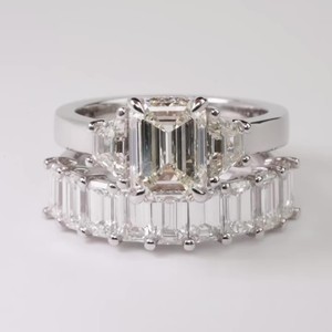 Anillo de Compromiso de Lujo con Diamante Cultivado en Laboratorio de Corte Esmeralda de 2.00CT, Certificado IGI, Anillo de Boda de Oro de 10K, 14K, 18K, Venta al Por Mayor - Product Image 1