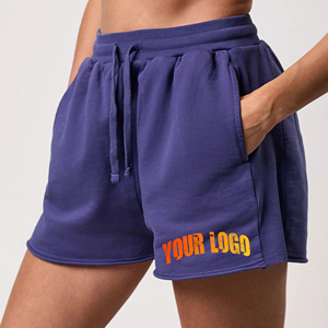 Women's Custom Cotton Fleece Gym Shorts High Waist Athletic Workout Yoga Biker <b>Booty</b> Breathable Puff Printing - Product Image 1