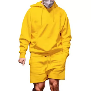 Custom Men's Hoodie Shorts <b>Set</b> Streetwear Jogger Hoodies Shorts Men Long Sleeve Two Piece Tracksuits OEM Breathable - Product Image 2