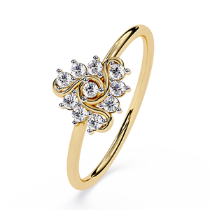 Bagues de luxe en or pur 18 carats, motif floral, diamant naturel rond brillant de 0,17 carat pour bagues de fiançailles pour femmes - Product Image 2
