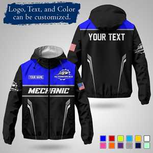 Veste de travail personnalisée pour mécanicien, manches longues, coupe-vent, polyester, uniforme de garage pour hommes, toutes saisons, impression pour service automobile - Product Image 6