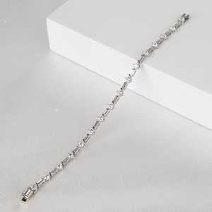 Romantic Moissanite Emerald & Round Cut Diamond Tennis <b>Bracelet</b> For Women's 925 Silver Fine Jewelry Wedding Gift For Lovers - Product Image 5