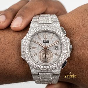 Reloj de Lujo para Hombre con Incrustaciones de Diamantes Moissanite VVS, Reloj Hip Hop de Acero Inoxidable con Cristal de Zafiro - Product Image 2