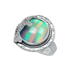 แหวนเงินแท้ชุบเงินประดับโอปอลออโรร่าธรรมชาติคุณภาพสูง ขายส่งจำนวนมาก แหวนแฟชั่นประดับพลอยทองเหลือง กันน้ำ - Product Image 2