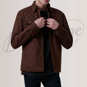 เสื้อแจ็คเก็ตผ้าฝ้ายสีน้ำตาลทรงสลิมฟิตแบบลำลองติดกระดุม น้ำหนักเบา สไตล์ยูทิลิตี้ เสื้อคลุมแฟชั่นแนวสตรีทแวร์ - Product Image 2