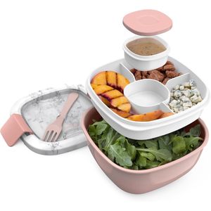 Contenitore per Insalata da 54 oz con Vassoio a 4 Scomparti, Contenitore per Condimenti, Forchetta Riutilizzabile, Senza BPA, Lunch Box per Preparazione Pasti - Product Image 1