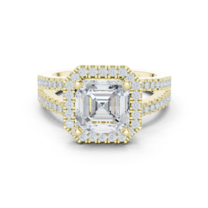 แหวนหมั้นสุดหรูและน่ารัก มาพร้อมเพชรทรง Asscher คุณภาพเยี่ยมที่เพาะเลี้ยงในห้องปฏิบัติการและวงแหวนประดับเพชรแบบหรูหราสำหรับผู้หญิง - Product Image 1