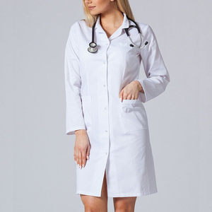 KICKKOC ENTERPRISES Unisex <b>White</b> Full Length <b>Lab</b> <b>Coat</b> Pockets Button Closure Breathable Woven Polyester/Cotton Medical Hospital - Product Image 5