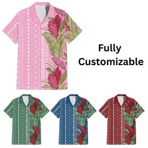 เสื้อฮาวายพิมพ์ลายดอกชบาแบบชนเผ่าโพลินีเซียซามัว รับผลิตตามสั่ง ขายส่ง - Product Image 5