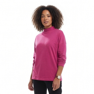 T-shirts décontractés à col haut pour femmes, style oversize, 100% coton, jersey tricoté, coupe ample, style sportif, tee-shirt de jogging pour femmes - Product Image 3