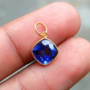 Pendentif Charm en Argent Sterling 925 avec Saphir Bleu Taille Coussin 8x8mm, Fait Main, Vente en Gros, Bijoux Fins en Pierres Précieuses - Product Image 4