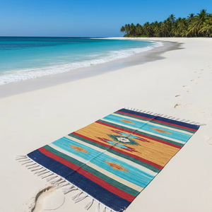 Alfombra de Algodón Hecha a Mano de Alta Calidad, Diseño Floral Moderno, Lavable a Máquina, Reversible, Diseño Personalizado para el Hogar y Ejercicio - Product Image 1