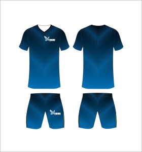 Conjunto de Uniforme de Fútbol Sublimado Personalizado, Patrón de Puntos en Degradado Azul, Transpirable, de Secado Rápido, para Hombres, Niños y Jóvenes - Product Image 1