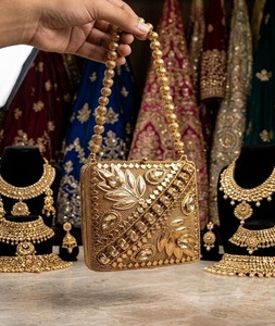 Bolso de Mano Tipo Clutch para Mujer, Estilo Indio, Chapado en Oro, Hecho a Mano con Mosaico Kundan, F S International - Product Image 6