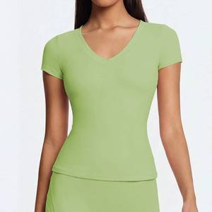 Camiseta Deportiva para Mujer, Nuevo Modelo, Cuello Alto, Manga Corta, Alta Elasticidad, Transpirable, Tallas Grandes, para Yoga y Running - Product Image 1