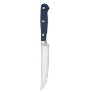 Couteaux à steak professionnels avec une lame en acier inoxydable lisse et un manche ergonomique noir pour trancher le bœuf et servir les steaks - Product Image 1