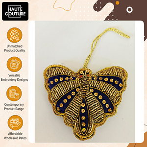Elegant Design Top Selling Handcrafted Velvet <b>Beads</b> Made Gold/<b>Blue</b> Butterfly Shape Home Decorative Hanging Ornaments on Sale - Product Image 3