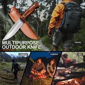 Couteau de combat à lame fixe en acier inoxydable, manche en bois dur, personnalisable OEM, pour la chasse, le camping et la survie en extérieur - Product Image 2