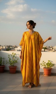 Caftán Tie Dye para Mujer, Largo hasta el Suelo, Ecológico, 100% Algodón, Corte Holgado, Cintura Natural, Estilo Casual de Verano, Boho, para Vacaciones - Product Image 3