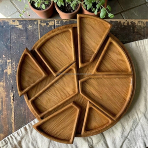 Rustic Eco-Friendly Wooden Divided Serving <b>Tray</b> with Compartments for <b>Snacks</b> Dry Fruits & Appetizers-Dishwasher Safe - Product Image 1