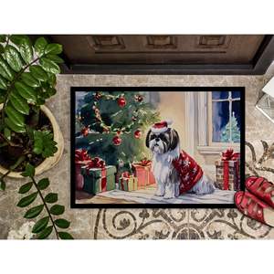 Shih Tzu Cozy Christmas <b>Doormat</b> Non Slip <b>Washable</b> Low Pile 24H X 36W Indoor Outdoor Entryway Rug for Front Door - Product Image 3