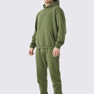 Conjunto Deportivo para Hombre, Color Verde, con Capucha, Estampado, 100% Algodón, Corte Regular, Color Sólido, Ropa Casual, Bolsillos Laterales, Cintura Elástica - Product Image 2