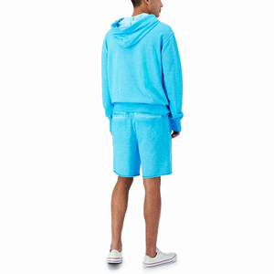 Ensemble de survêtement pour homme, coupe oversize, en molleton 100% coton respirant, avec sweat à capuche et short, effet délavé, dernier design. - Product Image 4