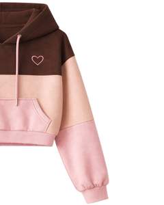 ชุดเซ็ตฮู้ดดี้ครอปสีน้ำตาลชมพูสำหรับผู้หญิง พร้อมกางเกงขาสั้น ปักลายหัวใจ มีกระเป๋าคาร์โก้ สไตล์ลำลอง ชุดสองชิ้น ขายส่งจากโรงงาน - Product Image 3