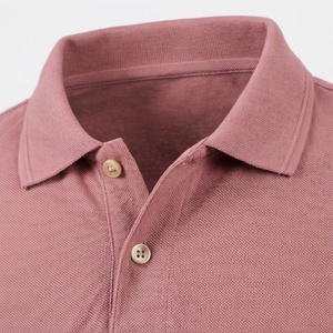 Polo en piqué à manches courtes pour homme, couleur rose poussière, décontracté, respirant, coupe classique, design tricoté uni - Product Image 4