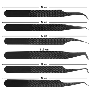 Juego de Pinzas para Pestañas de Acero Inoxidable Profesional Plasma Black, Punta Afilada de 10 mm de Longitud, Diseño de Punta de Fibra, Logotipo Personalizado - Product Image 3