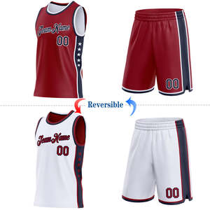 Vêtements de sport personnalisés en gros, pas chers, 100% polyester, unisexes, sublimés, réversibles, respirants, grandes tailles, uniformes de basket-ball - Product Image 2