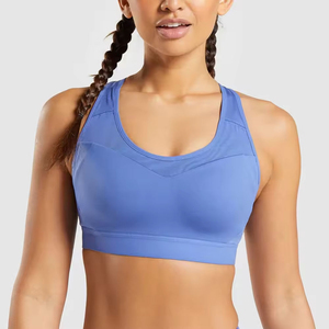 FITME SPORTS Soutien-gorge de sport dos nageur couleur unie pour femme, maintien moyen, respirant, sans couture, séchage rapide, col rond, pour fitness et activités sportives - Product Image 2