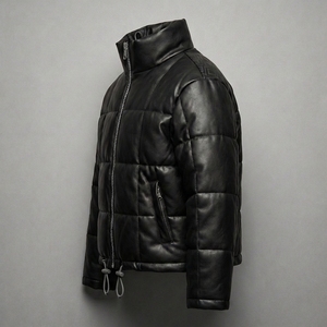 Blouson matelassé oversize zippé de qualité supérieure pour homme 2026 – Chaud, coupe-vent, col montant, logo frontal, personnalisable pour l'automne - Product Image 2