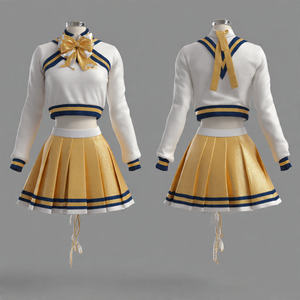 Costume de danse pour filles d'école, robe plissée sans manches à col rond avec impression de lettres, uniforme de pom-pom girl - Product Image 5